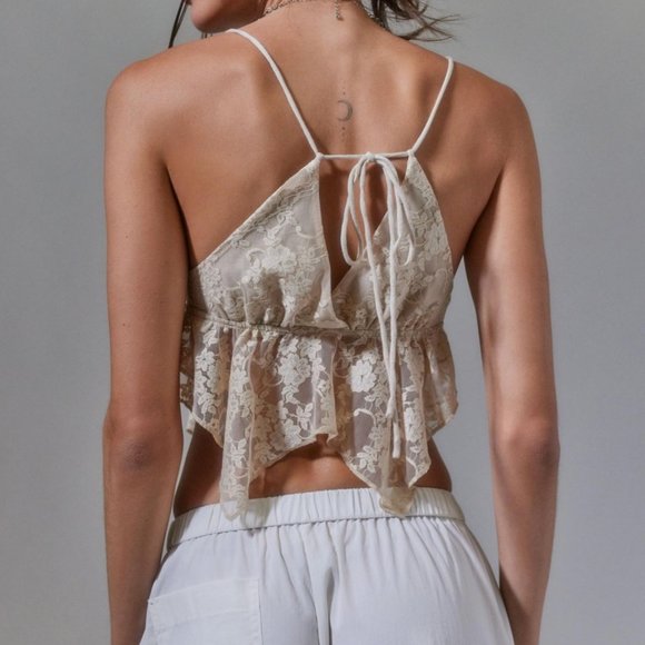 URBAN OUTFITTERS - CREAM - TABATHA ALLOVER LACE BABYDOLL CAMI - Picture 3 of 5